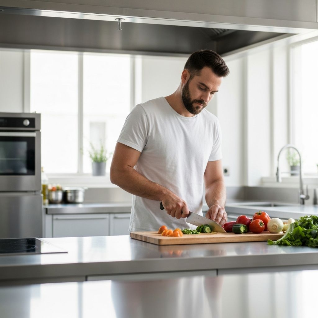 Man preparing healthy food